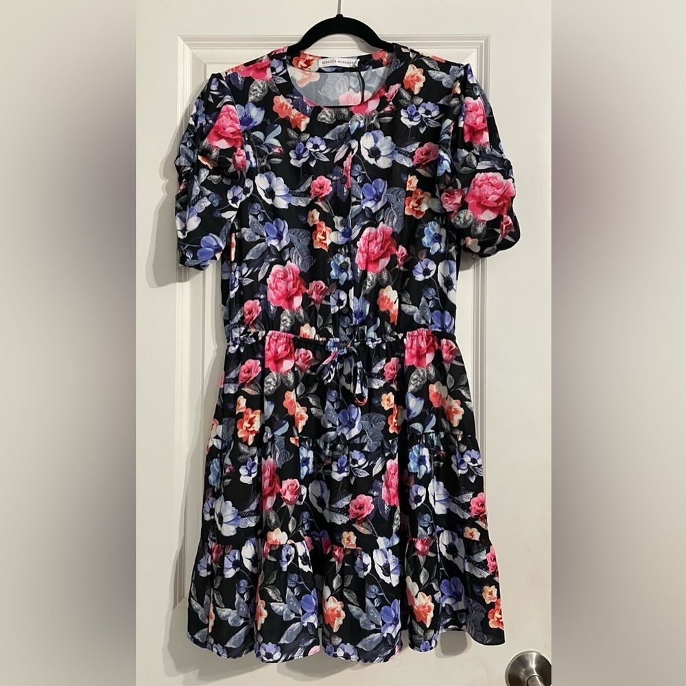 Rebecca Minkoff Womens Aston Floral Print Button Front Party Mini Dress NWT Sz M - Picture 8 of 16